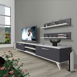 Decoraktiv Eko 4 Mdf DVD Retro Tv Ünitesi Tv Sehpası Beyaz Antrasit - Beyaz - Antrasit