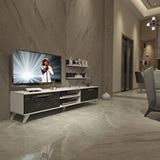 Decoraktiv Eko 4 Mdf Dvd Retro Tv Ünitesi Tv Sehpası Beyaz Siyah Mermer