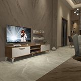 Decoraktiv Eko 4 Mdf Dvd Silver Beyaz Ceviz Tv Sehpa Ünitesi