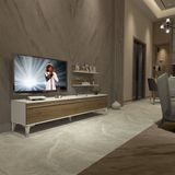 Decoraktiv EKO 4 Mdf Std Beyaz Pera Silver Tv Ünitesi