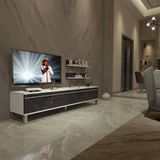 Decoraktiv EKO 4 Mdf Std Beyaz Siyah Mermer Krom Ayaklı Tv Ünitesi