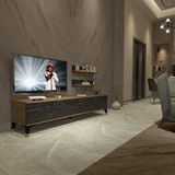 Decoraktiv Eko 4 MDF STD Gold TV Sehpa Ünitesi - Pera Siyah Mermer