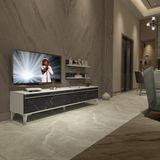 Decoraktiv Eko 4 Mdf Std Silver Tv Ünitesi Tv Sehpası - Beyaz Siyah Mermer - Beyaz - Siyah Mermer