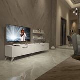 Decoraktiv Eko 4 Slm Std Retro Tv Ünitesi Tv Sehpası Parlak Beyaz