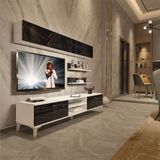 Decoraktiv EKO 5 Mdf Dvd Beyaz Siyah Mermer Gold Tv Ünitesi