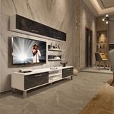 Decoraktiv Eko 5 Mdf Dvd Krom Ayaklı Beyaz Siyah Tv Sehpa Ünitesi