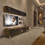 Decoraktiv EKO 5 Mdf Dvd Pera Siyah Mermer Krom Ayaklı Tv Ünitesi