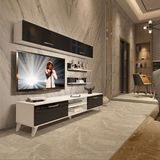 Decoraktiv Eko 5 Mdf Dvd Retro Beyaz Siyah Tv Sehpa Ünitesi