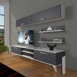 Decoraktiv Eko 5 Mdf DVD Retro Tv Ünitesi Tv Sehpası Beyaz Antrasit - Beyaz - Antrasit