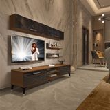Decoraktiv Eko 5 Mdf DVD Silver Tv Ünitesi Tv Sehpası - Ceviz Siyah Mermer - Ceviz - Siyah Mermer