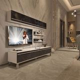 Decoraktiv EKO 5 Mdf Std Beyaz Siyah Mermer Krom Ayaklı Tv Ünitesi