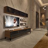 Decoraktiv Eko 5 Mdf Std Gold Tv Ünitesi Tv Sehpası - Ceviz Siyah Mermer - Ceviz - Siyah Mermer
