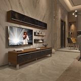 Decoraktiv Eko 5 MDF STD Krom Ayaklı TV Sehpa Ünitesi - Ceviz Siyah Mermer