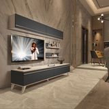 Decoraktiv Eko 5 MDF STD Retro TV Sehpa Ünitesi - Beyaz Antrasit