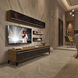 Decoraktiv Eko 5 MDF STD Silver TV Sehpa Ünitesi - Pera Siyah Mermer