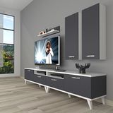 Decoraktiv Eko 5200D Mdf Retro Beyaz Antrasit Tv Sehpa Ünitesi