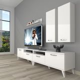 Decoraktiv Eko 5200D Mdf Retro Tv Ünitesi Tv Sehpası - Parlak Beyaz