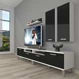 Decoraktiv Eko 5200D Slm Krom Ayaklı Beyaz Siyah Tv Sehpa Ünitesi