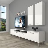 Decoraktiv Eko 5200D Slm Krom Ayaklı Parlak Beyaz Tv Sehpa Ünitesi