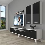 Decoraktiv Eko 5200D Slm Retro Beyaz Siyah Tv Sehpa Ünitesi
