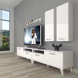 Decoraktiv Eko 5200D Slm Retro Parlak Beyaz Tv Sehpa Ünitesi