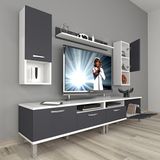 Decoraktiv Eko 5200DA Mdf Krom Ayaklı Beyaz Antrasit Tv Sehpa Ünitesi