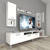 Decoraktiv Eko 5200DA Mdf Krom Ayaklı Parlak Beyaz Tv Sehpa Ünitesi