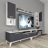 Decoraktiv Eko 5200DA Mdf Retro Beyaz Antrasit Tv Sehpa Ünitesi