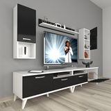 Decoraktiv Eko 5200DA Mdf Retro Beyaz Siyah Tv Sehpa Ünitesi