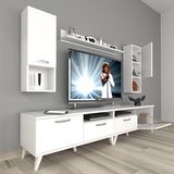 Decoraktiv Eko 5200DA Mdf Retro Parlak Beyaz Tv Sehpa Ünitesi