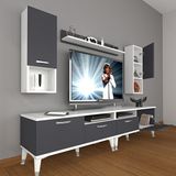 Decoraktiv Eko 5200DA Mdf Silver Beyaz Antrasit Tv Sehpa Ünitesi