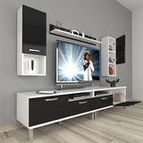 Decoraktiv Eko 5200DA Slm Krom Ayaklı Beyaz Siyah Tv Sehpa Ünitesi