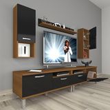 Decoraktiv Eko 5200DA Slm Krom Ayaklı Ceviz Siyah Tv Sehpa Ünitesi
