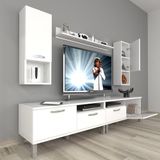 Decoraktiv Eko 5200DA Slm Krom Ayaklı Parlak Beyaz Tv Sehpa Ünitesi