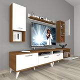 Decoraktiv Eko 5200DA Slm Retro Beyaz Ceviz Tv Sehpa Ünitesi