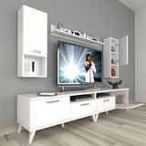 Decoraktiv Eko 5200DA Slm Retro Parlak Beyaz Tv Sehpa Ünitesi