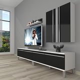 Decoraktiv Eko 5200T Mdf Krom Ayaklı Beyaz Siyah Tv Sehpa Ünitesi