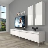 Decoraktiv Eko 5200T Mdf Krom Ayaklı Parlak Beyaz Tv Sehpa Ünitesi