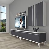 Decoraktiv Eko 5200T Mdf Retro Beyaz Antrasit Tv Sehpa Ünitesi