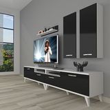 Decoraktiv Eko 5220d MDF Retro TV Sehpa Ünitesi - Beyaz Siyah