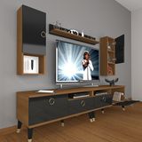 Decoraktiv Eko 5220DA Mdf Gold Ceviz Siyah Tv Sehpa Ünitesi