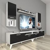 Decoraktiv Eko 5220DA Mdf Retro Beyaz Siyah Tv Sehpa Ünitesi