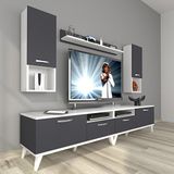 Decoraktiv Eko 5220da MDF Retro TV Sehpa Ünitesi - Beyaz Antrasit