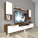 Decoraktiv Eko 5220DA Mdf Retro Tv Ünitesi Tv Sehpası - Ceviz - Beyaz - Ceviz Beyaz