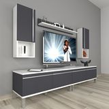 Decoraktiv Eko 5220TA Mdf Krom Ayaklı Beyaz Antrasit Tv Sehpa Ünitesi