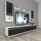 Decoraktiv Eko 5220TA Mdf Krom Ayaklı Beyaz Siyah Tv Sehpa Ünitesi