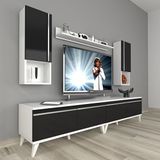 Decoraktiv Eko 5220TA Mdf Retro Beyaz Siyah Tv Sehpa Ünitesi