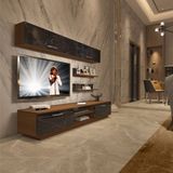 Decoraktiv EKO 5B Mdf Dvd Ceviz Siyah Mermer Tv Ünitesi