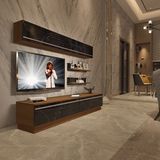 Decoraktiv Eko 5b MDF STD TV Sehpa Ünitesi - Ceviz Siyah Mermer