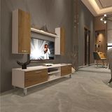 Decoraktiv EKO 5D Mdf Dvd Beyaz Pera Krom Ayaklı Tv Ünitesi